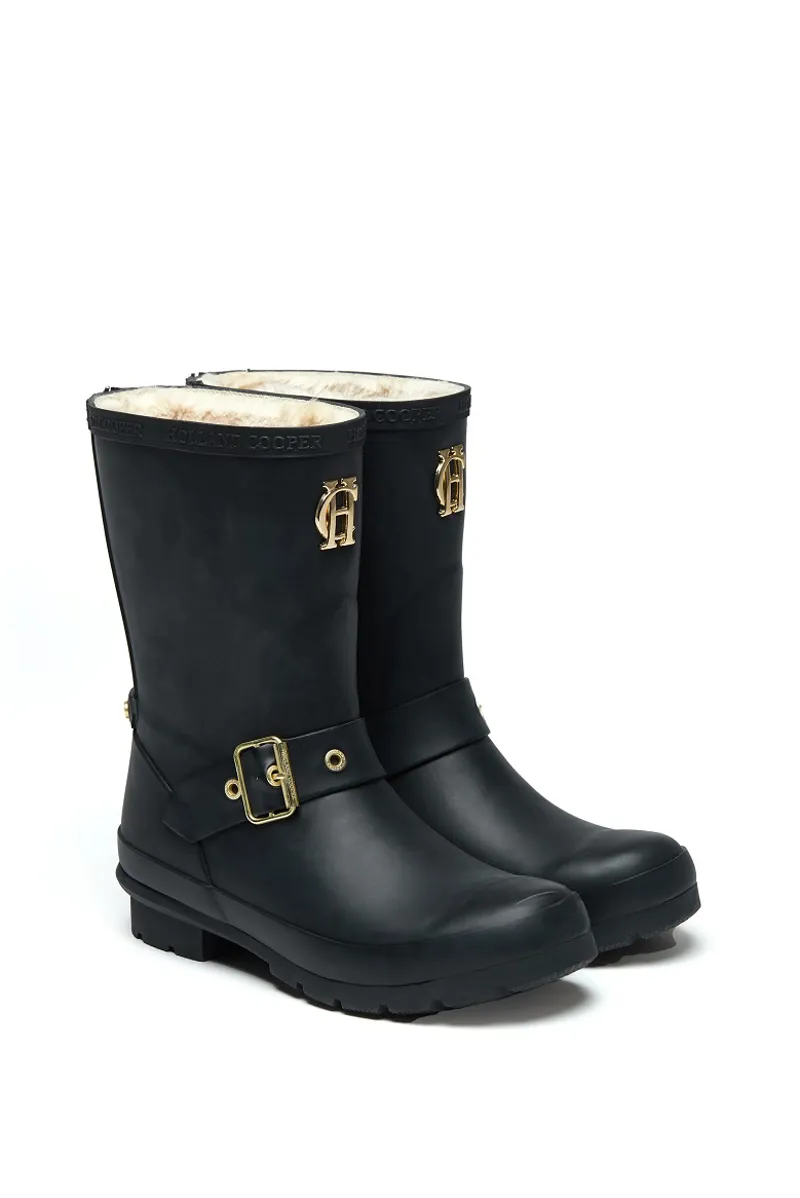 Holland Cooper Sherpa Lined Chelsea Wellington in Matte Black-2